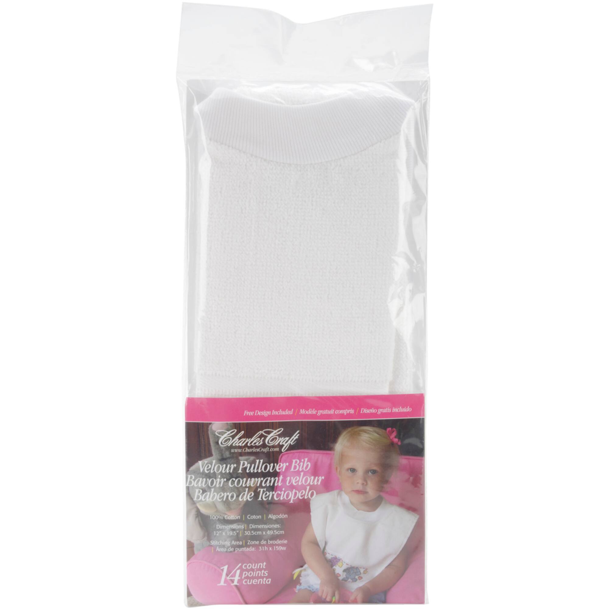 Charles Craft White Velour Toddler Pullover Bib